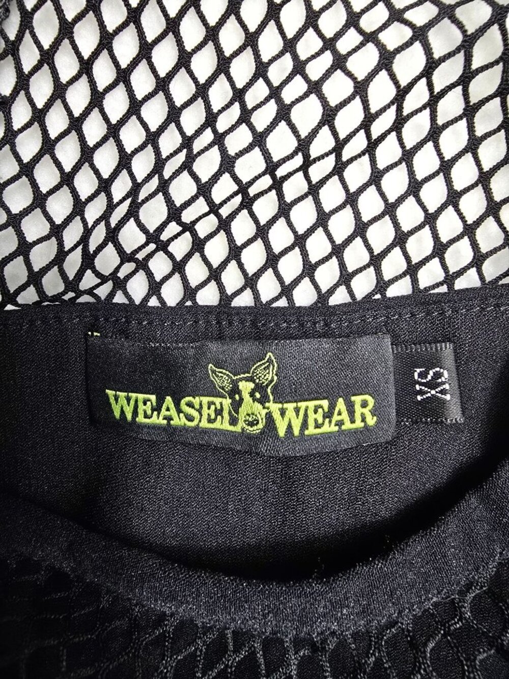 Weasel Wear XS Drastik Black Fishnet Mesh Ruffle Dress Long-Sleeve - Picture 3 of 5